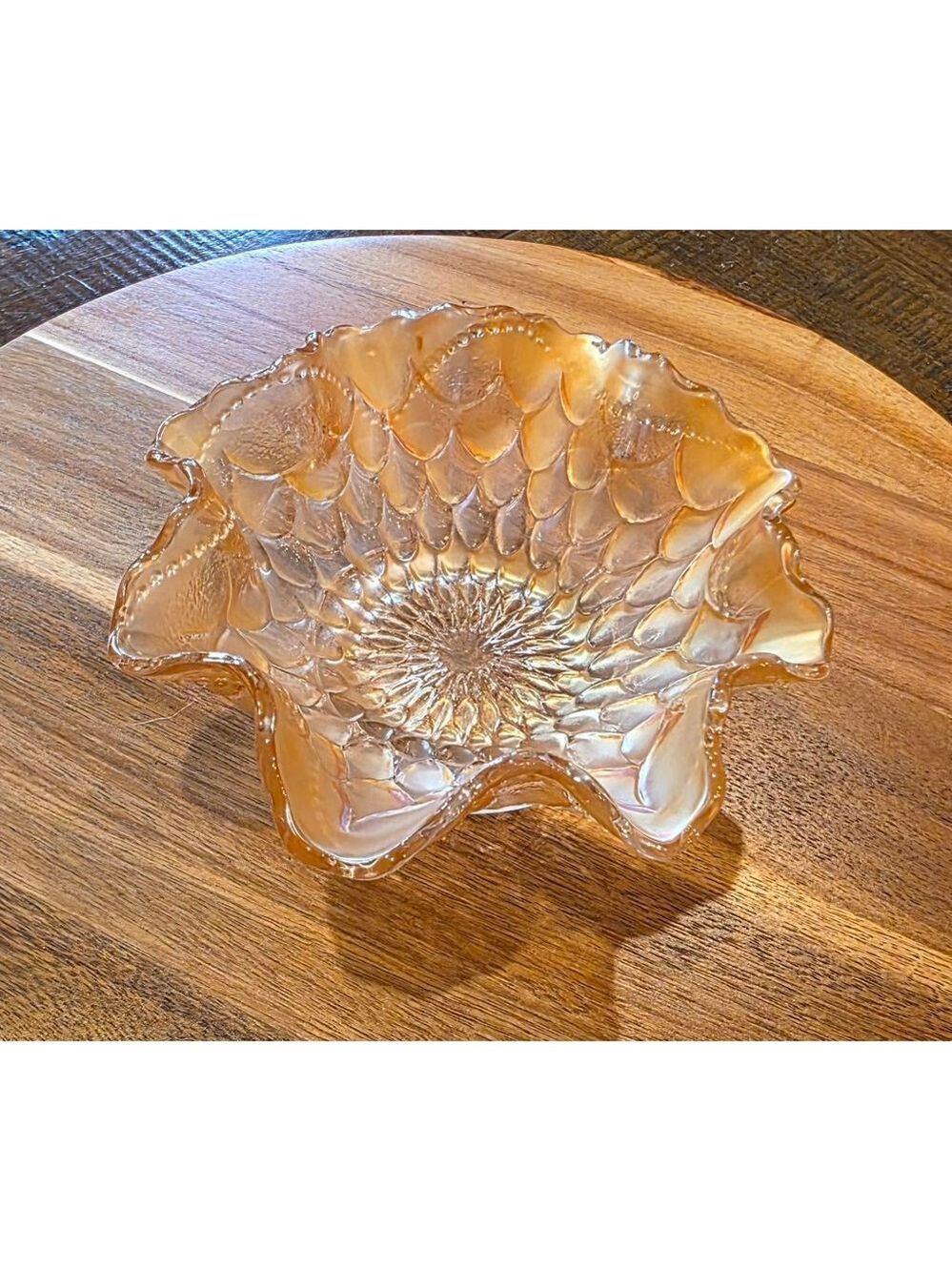 Fenton Dugan marigold carnival glass fish scales and beads. Vintage